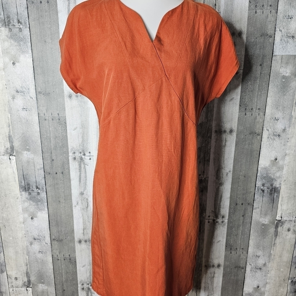 Nau Small Burnt Orange Cap Sleeve Linen Blend Dress